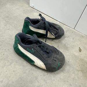 Puma Future Cat Low Toddler Size 5 US Infant Sneakers Grey Green Suede Shoes